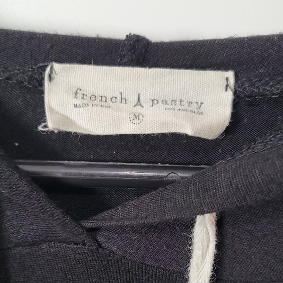 French Pastry Black Hoodie "I Donut Care" Lightweight Pullover With Drawstrings - Picture 5 of 9